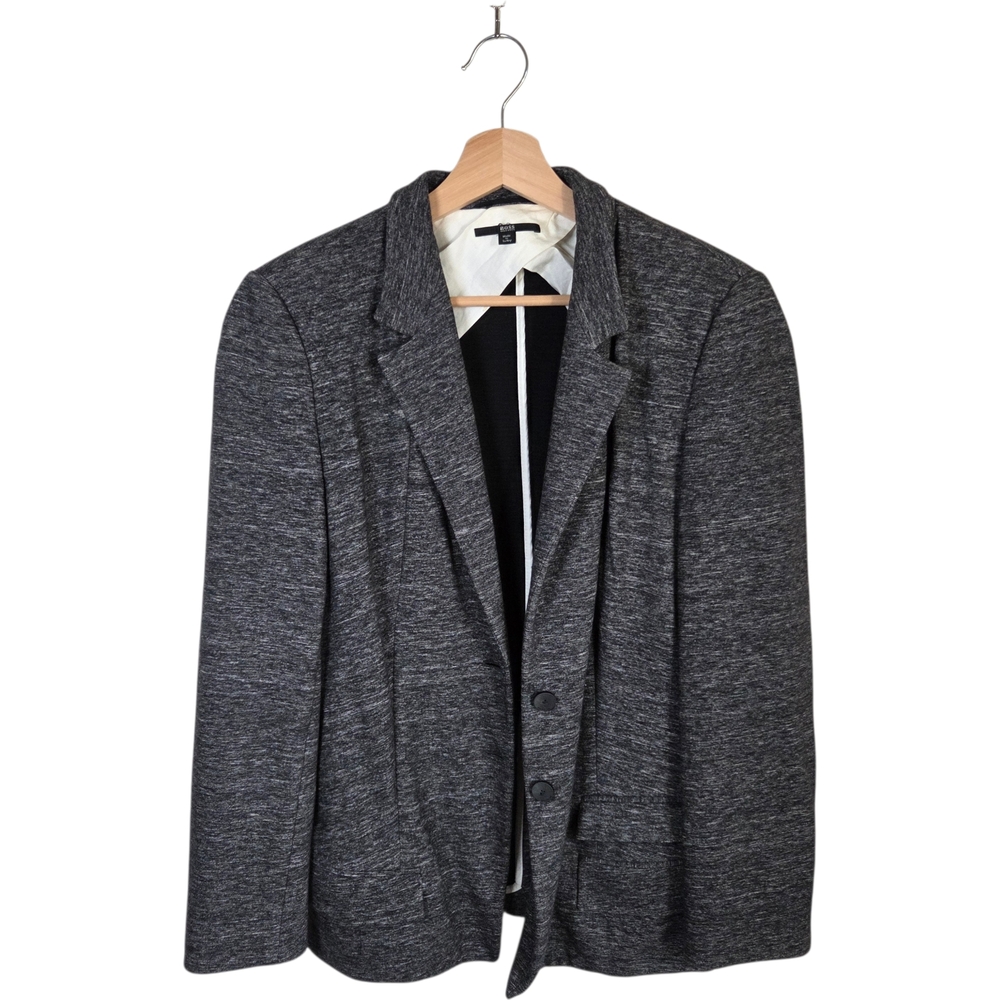 Hugo Boss Jasmena Knit Gray Soft Stretch Ponte Career Jacket Blazer Size 10 - Picture 6 of 16